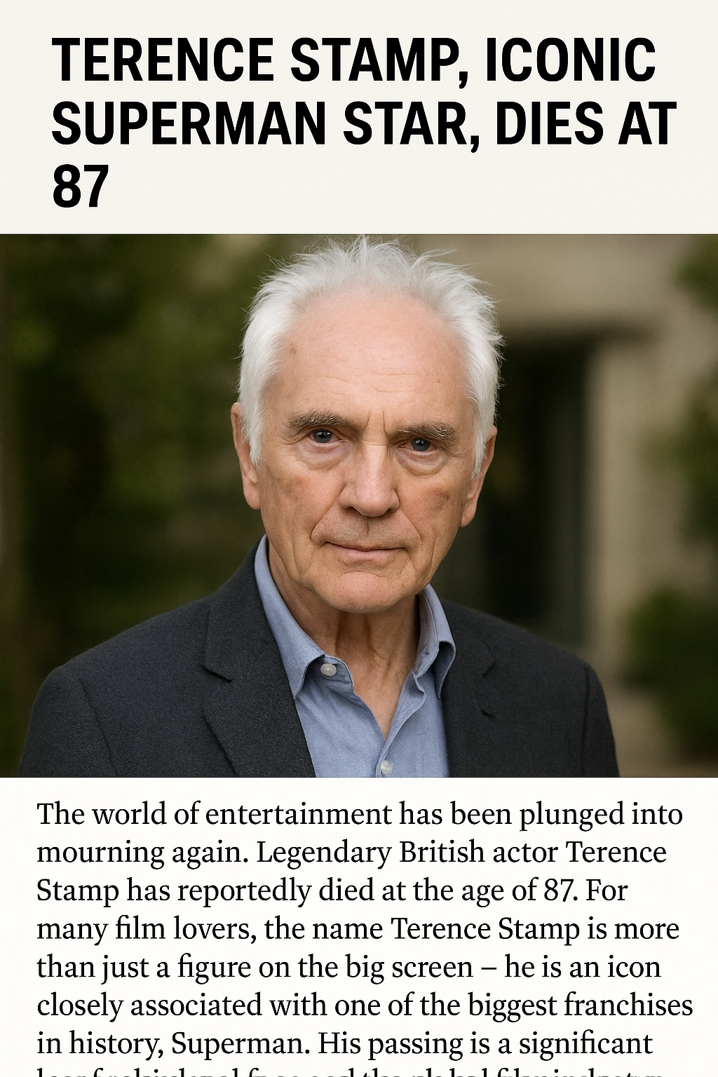 Terence Stamp Meninggal Dunia